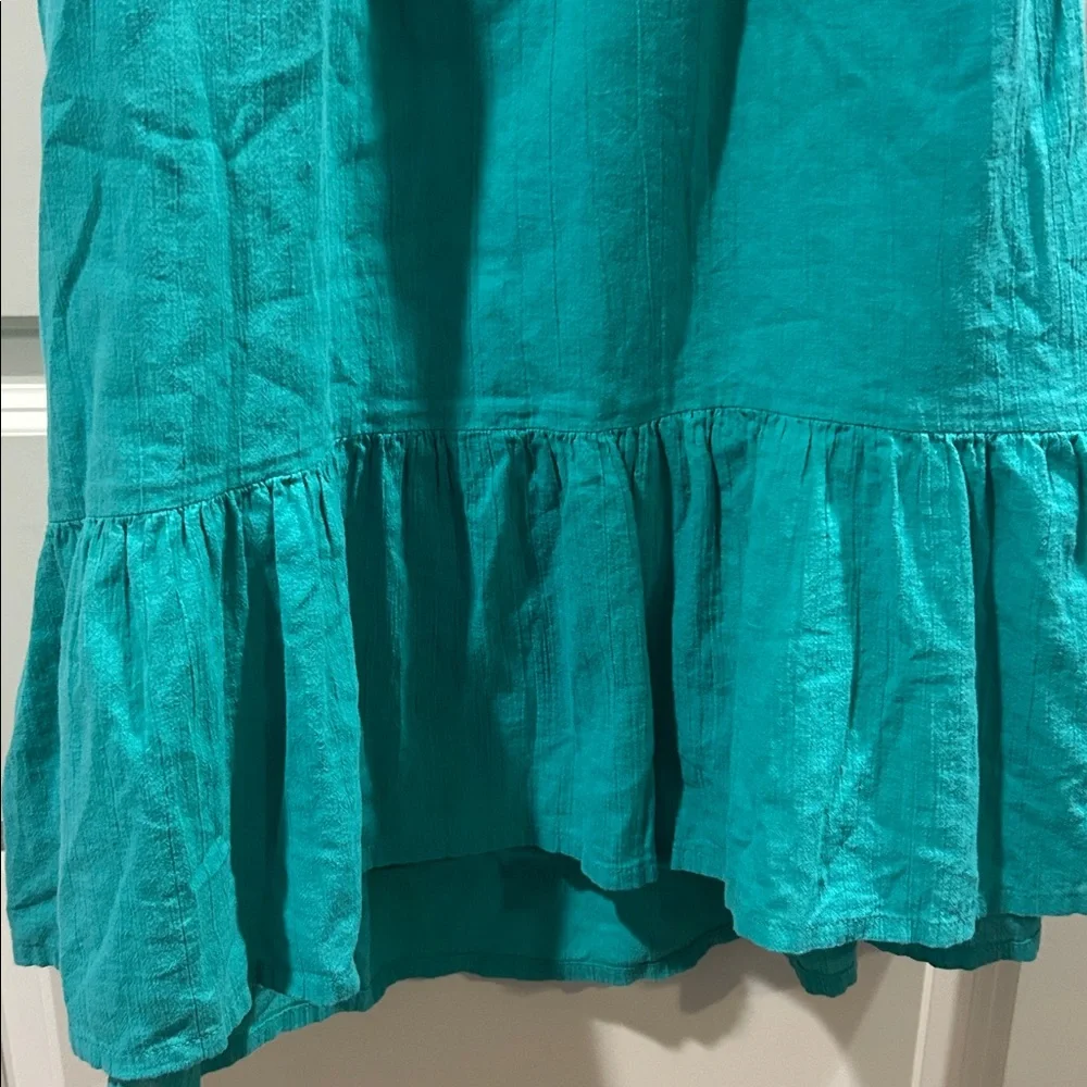 Old Navy 100% cotton halter spaghetti strap Ruffle hem Dress size L (10-12) teal